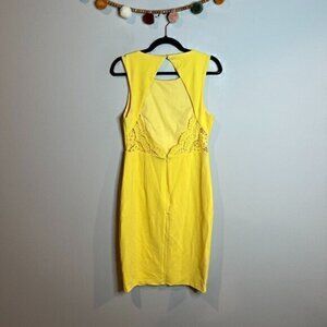 Lulu's yellow lacy open back dress